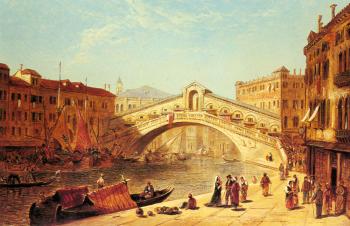 James Holland : A View Of The Rialto Bridge Venice